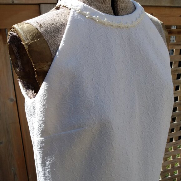 Vintage 60s Dress White Sleeveless Summer 35" Bust 32" Waist Mod GoGo Retro - Picture 4 of 12
